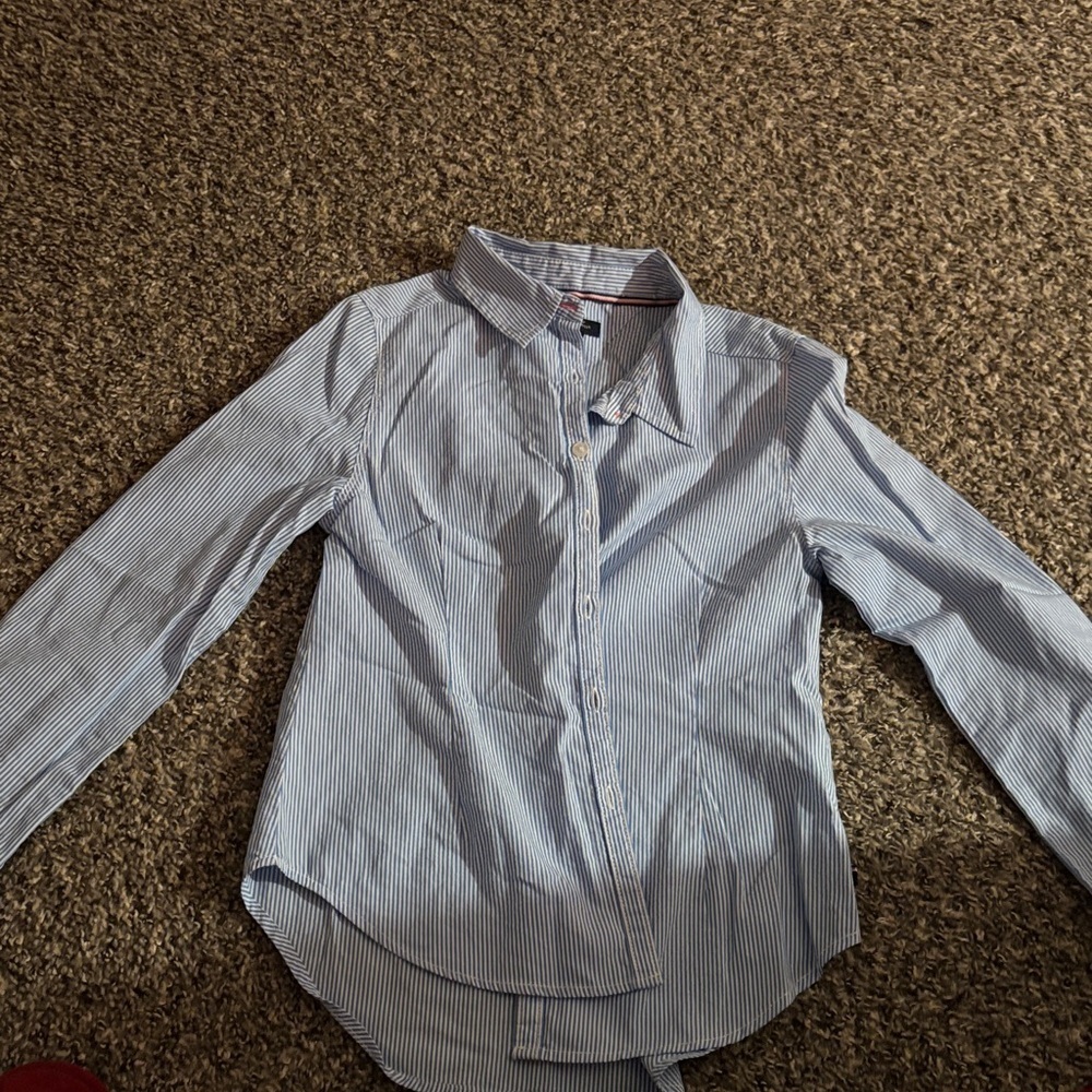 Tommy Hilfiger Kids Light Blue Striped Button Down Shirt